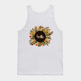 Hello flowers and branches - ochre and sap green Tank Top